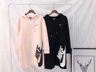 [鯨挑細選]NIKE DRI-FIT 大LOGO女生長袖連帽衣裙 #6011 黑色 粉色 連身裙 長版T 連帽T