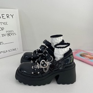 Rock Punk Gothic Style Leather Shoes with Thick Sole