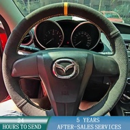 Customized Car Steering Wheel Braid Cover Hand Sewing Suede Leather For Old Mazda 3 Mazda 5 Mazda 6 