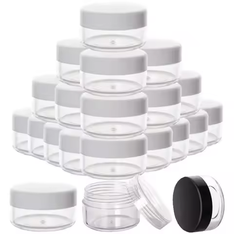 20Pcs 2g 3g 5g 10g 15g 20g Portable Plastic Cosmetic Empty Jars Clear Bottles Eyeshadow Makeup Cream