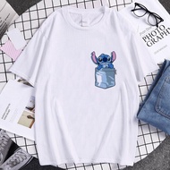 เสื้อยืด2023ลายการ์ตูนสุดน่ารักสำหรับผู้ชายลาย Lilo Stitch Ukiyo E Ohana เสื้อยืดสตรีแฟชั่นฤดูร้อนเส