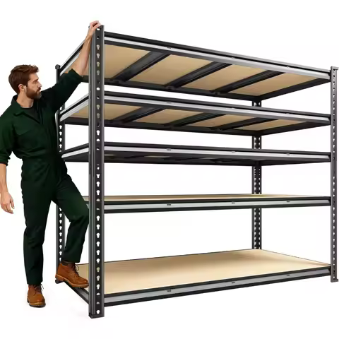 59.9" W Garage Shelves 2230LBS Metal Shelving, 5 Tier Adjustable Garage Storage Shelves, Heavy Duty 