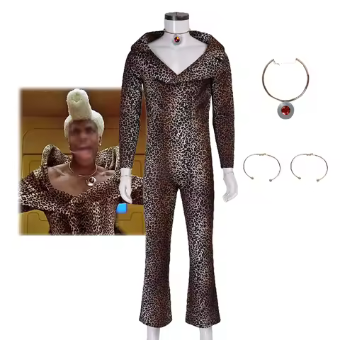 Halloween Party Suit Movie Ruby Rhod Cosplay Costume Men Funny Outfit Leopard Jumpsuit V-Neck Bodysu