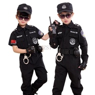 Children Halloween Policeman Costumes Kids Party Carnival Police Uniform Boys Policemen Costumes Cosplay Kids Army Police Uniform Clothing Set Cosplay Performance Uniforms