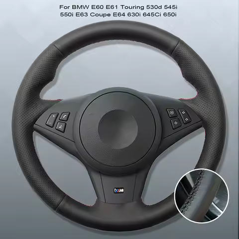 Microfibre Leather Car Steering Wheel Cover For BMW E60 E61 Touring 530d 545i 550i E63 Coupe E64 630