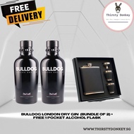 Bulldog London Dry Gin 700ml (Bundle of 2) + Free 1 Pocket Alcohol Flask