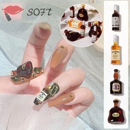 SOFTNESS 3pcs Nail Art Bottle Ornament, DIY Nail Nail Charms Manicure Nail Decoration, Decorations  Drink Bottle Resin Mini Wine Bottle Jewelry