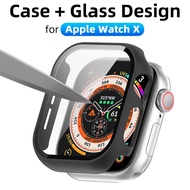 Glass+Case for Apple Watch X Screen Protector Tempered Glass 46mm 42mmHard PC Protective Bumper iWat