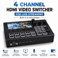 ORIVISION 4CH HDMI Video Switcher with 5" IPS Screen 1080P Live Streaming Mixer Support PIP POP T-Ba