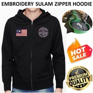 EMBROIDERY SULAM SIERRA TEAM GGK BLACK & MALAYSIA FLAG SPECIAL FORCES TACTICAL HOODIE ZIPPER SWEATER