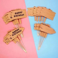 5pcs/set Sen cake decoration imitation wood grain road sign sign cake plug-in can write birthday cak