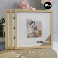 3Pcs Wood Square Photo Frames For Wall Hanging or Desktop Decor 20X20 30X30cm Posters Portrait Frame