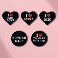Creative Heart-shape Enamel Brooch Text I LOVE EMO BOYS Pin Badges Jewelry Accessories Gifts for Fri