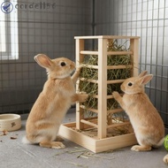 CORDELL Rabbit Hay Manger, Wooden Durable Hay Feeder, Pet Grass Rack Detachable Self-Feeding Rabbit 