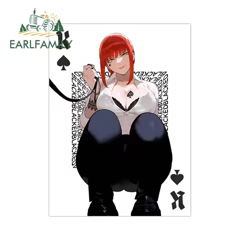 EARLFAMILY Makima Tattoos Waifu Car Stickers Card K Succubus Hentai Boobs Ecchi Black Uniform Car Ac