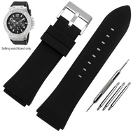 ☌ 22 มม.ยางซิลิโคนนูนสีฟ้านาฬิกาสีดำสร้อยข้อมือผู้ชายสำหรับ Guess W0247G3 W0040G3 W0040G7 W0281G สาย