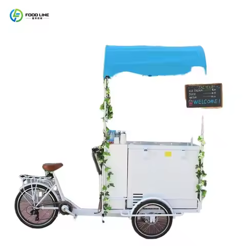 3-Wheel Open Body Ice Cream Delivery Cart High Capacity Customized Commercial Vending Cart Outdoor S