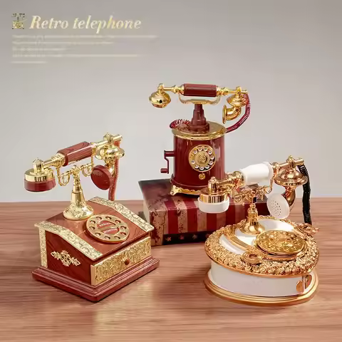 European Retro Nostalgic Dial Phone Landline Shape Music Box Plastics Retro Style Tabletop Living Ro