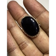 Cincin Perak Permata Akik Yaman Hitam