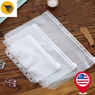 MK2 Transparent PVC Storage Folder Zipper Bag  / A5/A6/A7 Binder Rings Notebook / 6 Hole Bag Envelop