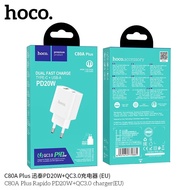 แท้100% ส่งไว รับประกัน1ปีเต็ม! Hoco C80A Plus PD+QC3.0 Charger 20W (EU)หัวชาร์จเร็ว Type-C+USB 20W ปลั๊กขากลม