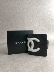 【日本直送 名牌中古包】CHANEL 香奈兒 Cambon 康朋系列 黑色皮夾 經典 CC Logo 皮革 雙折式 vintage bggtt6