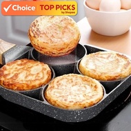 Fried Egg Maker - 4 Hole Non-Stick Frying Pan For Eggs & Burgers  Flat Bottom Kuali Telur