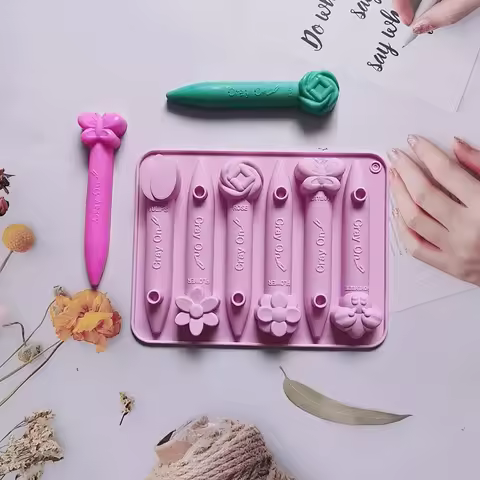 6 Cavity Cartoon Animal Theme Crayon Mold Chocolate Jelly Pudding Mold Drop Glue Diy Homemade Pencil