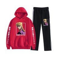 [ในสต็อก] JoJo S Bizarre Adventure การ์ตูนผู้ชายผู้หญิง Hoodie เสื้อกันหนาวกางเกงชุดอะนิเมะพิมพ์คู่น