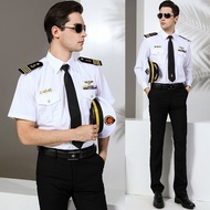 [Fast Shipping✈] Captain Short-Sleeved Shirt Seaman Uniform Suit Handsome Epaulette Captain Air Club