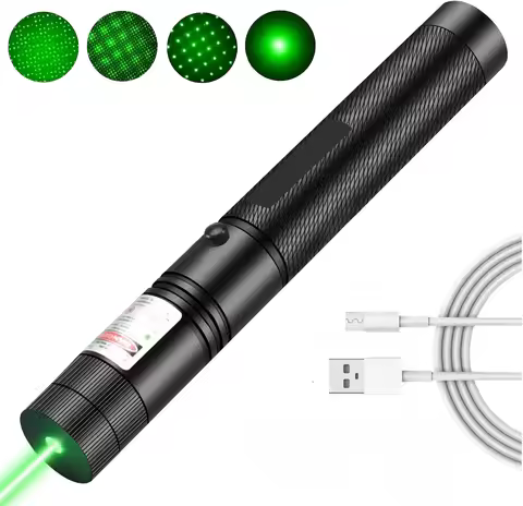 Portable USB Green Laser Pointer 2-in-1 Detachable Lamp Holder Mini Laser Pointer Visible Focus Red 