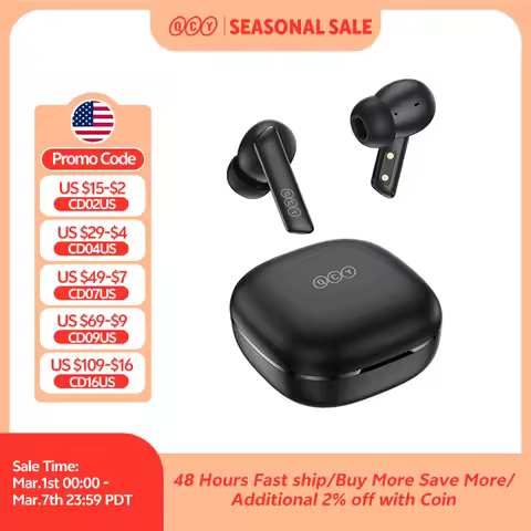 QCY HT05 ANC Wireless Earphone 40dB Noise Cancelling Bluetooth 5.2 Headphone 6 Mic ENC HD Call TWS E