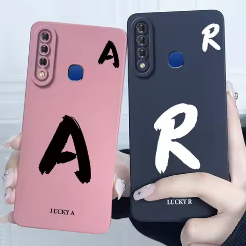 For Infinix S4 Case Cover Lucky Initial Letter Silicone Soft Matte Phone Bumper for Infinix Smart3 S