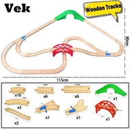 Wooden Train Track Set DIY Rail Track Essories Railway Compatible With Normal Brand Beech Train Road Educational Toy For Kids