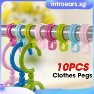 INTR 10Pcs Windproof Clothes Pegs Drying Clothes Buckles Hanger Windproof Hook Laundry Hook Clip Plastic Hanger Windproof Buckles