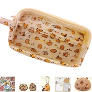 THOMA 5 lớp Hộp bút capybara Sức chứa lớn Sáng Tạo Hộp đựng bút capybara 20 miếng dán Dễ thương Hộp