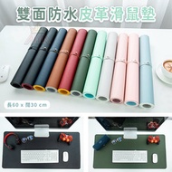 雙面防水皮革電腦滑鼠墊桌墊 60*30cm (經典黑+黑色/ 墨綠+淺灰)  【寫字枱辦公皮革桌墊 ｜筆記本電腦鼠標墊】