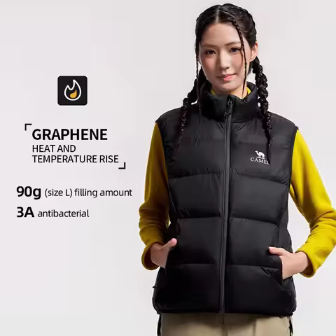 GOLDEN CAMEL Down Vest Unisex Warm Stand Collar Duck Down Jackets for Women Winter Coats Sleeveless 
