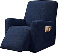 Recliner Sofa Cover Seater Thick Suede All-inclusive Chair Stretch Waterproof Non-slip Slipcover Dustproof Massage Sofa Seat Protector (Color : Dark blue, Size : 1)