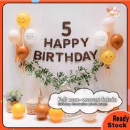 INS Retro Number 0-9 Party Decoration Brown Number Happy Birthday Felt Letter Flag Banner