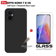 LAYAR PACKAGE 2in1 Case OPPO RENO 7 Z 5G Soft Case Slim Matte High Quality FREE Tempered Glass Scree