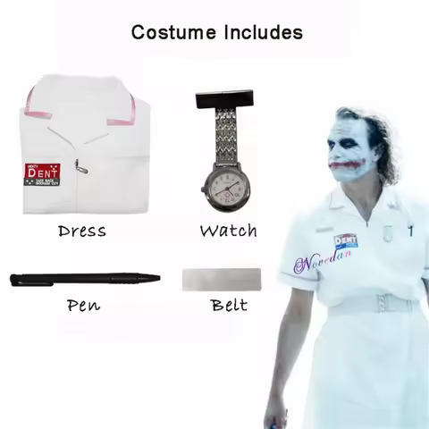 AIAI 2025Horror Scary Movie Arkham Dark Knight Clown Joker Nurse Uniform Dress Watch Accessories Nur