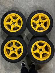 Rays 57CR15吋RAYS 57CR 15x8j +35 連195/55R15 BRIDGESTONE RE004 23年呔
