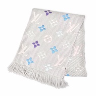成色極佳 △LOUIS VUITTONM75874 Logomania 彩虹羊毛絲巾，灰色顏色，義大利製造，正品，女士款，附包裝盒