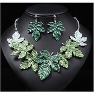 Color Maple Leaf Painting Oil Alloy Necklace Set Clavicle Chain Leaf Fashion Accessories Women