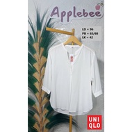 WHITE RAYON BLOUSE V NECK BY UNIQLO