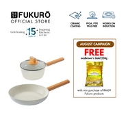 Fukuro Shiro Ceramic Non-Stick Cookware Set - Fry Pan (26cm) + Saucepan (18cm)