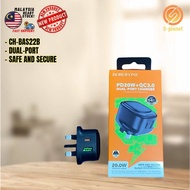 BOROFONE CH-BAS22B Black PD20W+QC3.0 Dual-port charger PD + QC Super Fast Quick Charging / UK Plug s