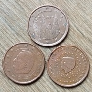 5 cent euro 1999 beda negara (3 keping)