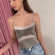 RUBYANDLEMON - LISA LACE TOP เสื้อไหมพรมแต่งลูกไม้